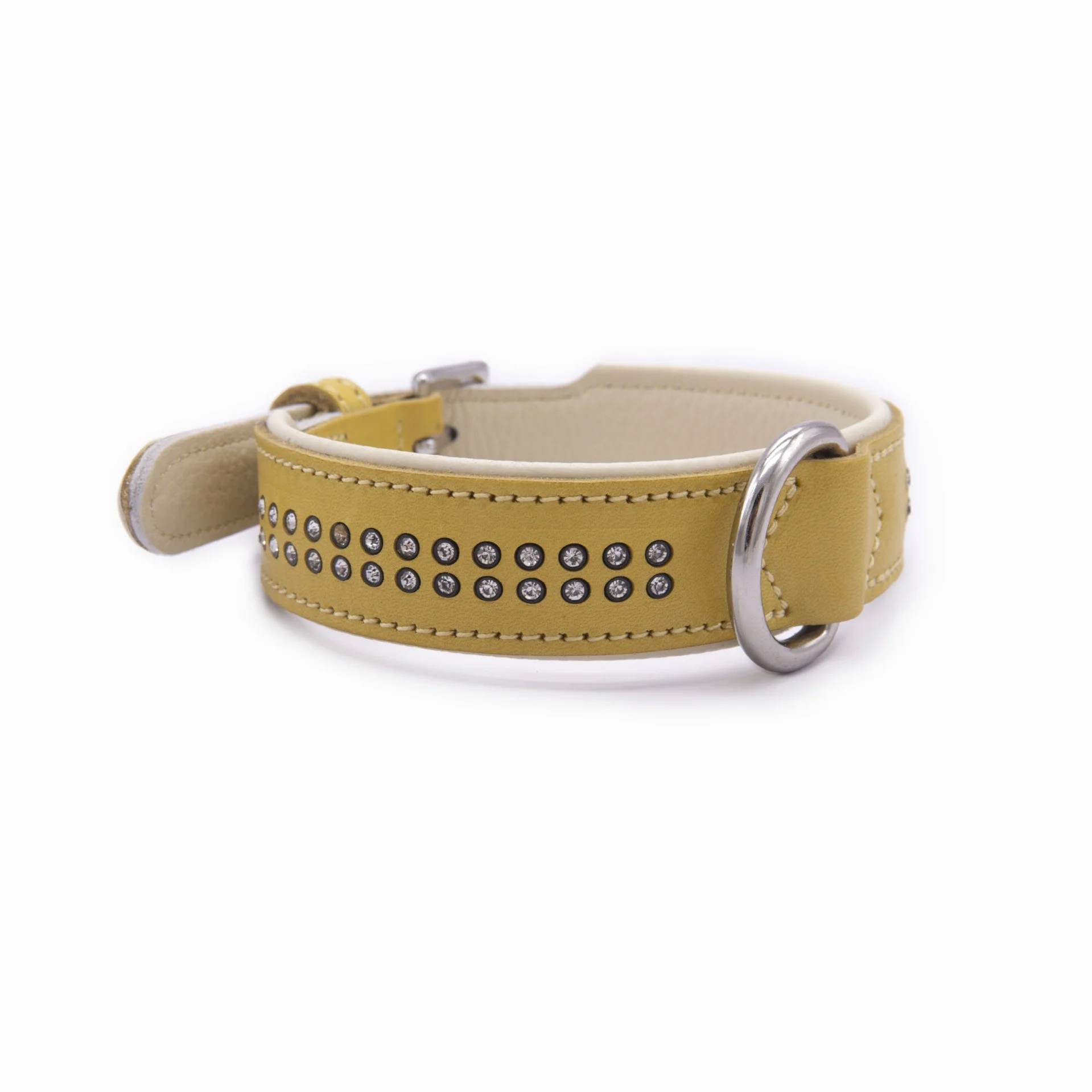 Collar de cuero genuino para mascotas, Collar ajustable para perro con diamantes de imitación, accesorios de metal impermeables de lujo, Collar de cuero para perro de piel de vaca - imagen 5