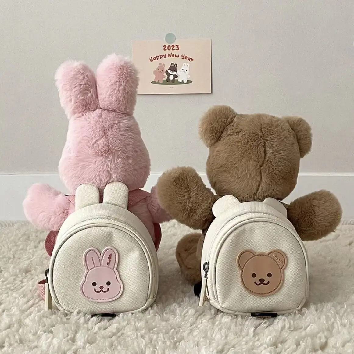 Mochila para mascotas, bolsa de cuerda de tracción para el pecho y la espalda, para perro pequeño, gato, conejo y oso de peluche, accesorios para perros