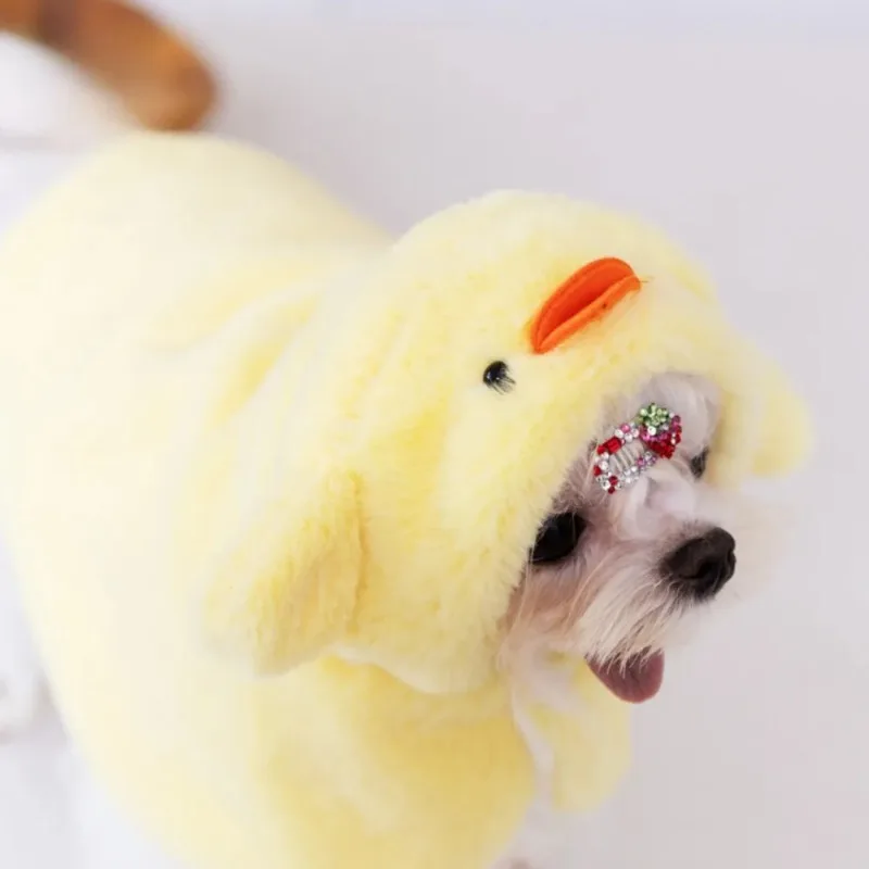 Traje de Navidad para mascotas, capa de felpa de invierno, Animal divertido, traje de transformación, capa cálida, abrigo para cachorros, manta, ropa para cachorros - imagen 4