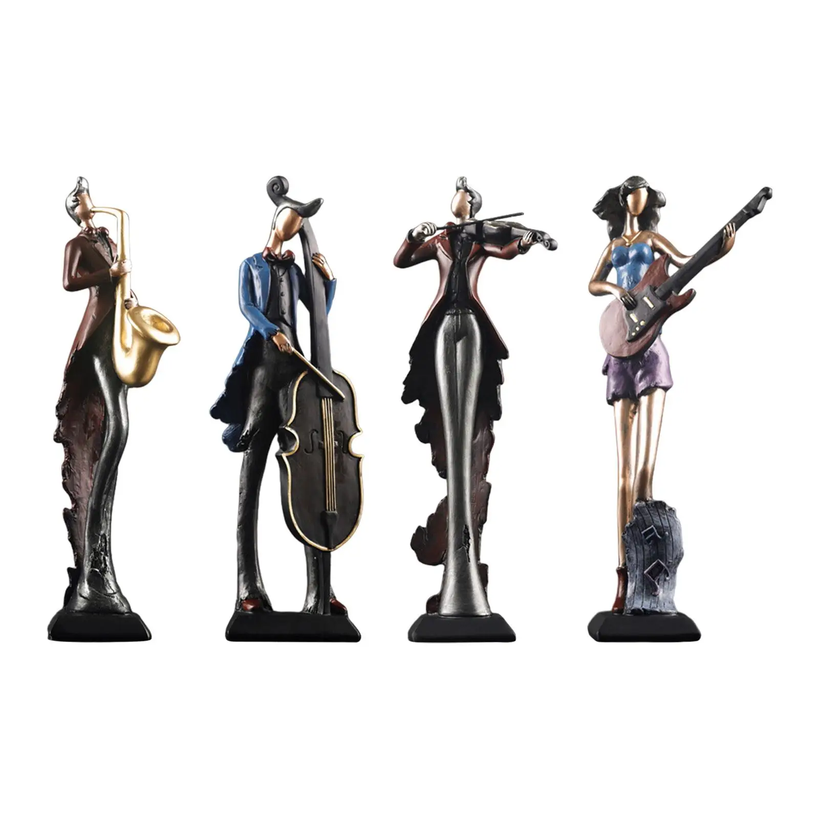 12inch Musical Instrument Player Figurine Table Ornament Handicraft Resin Miniature for Household Kitchen Dining Multipurpose
