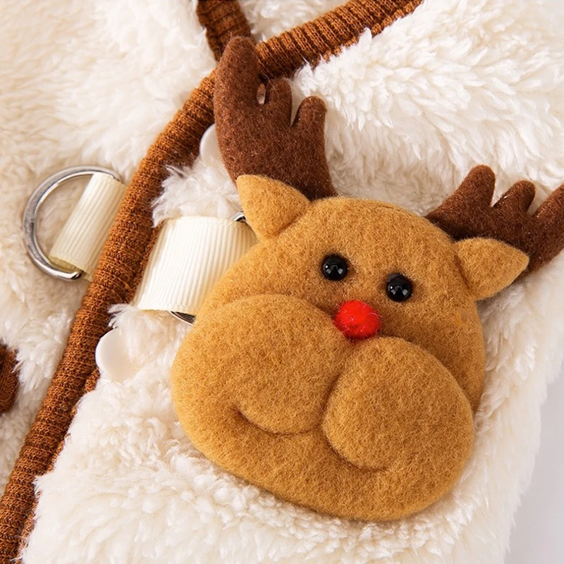 Lindo chaleco de invierno de lana de Papá Noel para perros pequeños y medianos, fiesta de Navidad, trajes de Cosplay de gato Unisex, ropa de Bulldog Francés - imagen 5