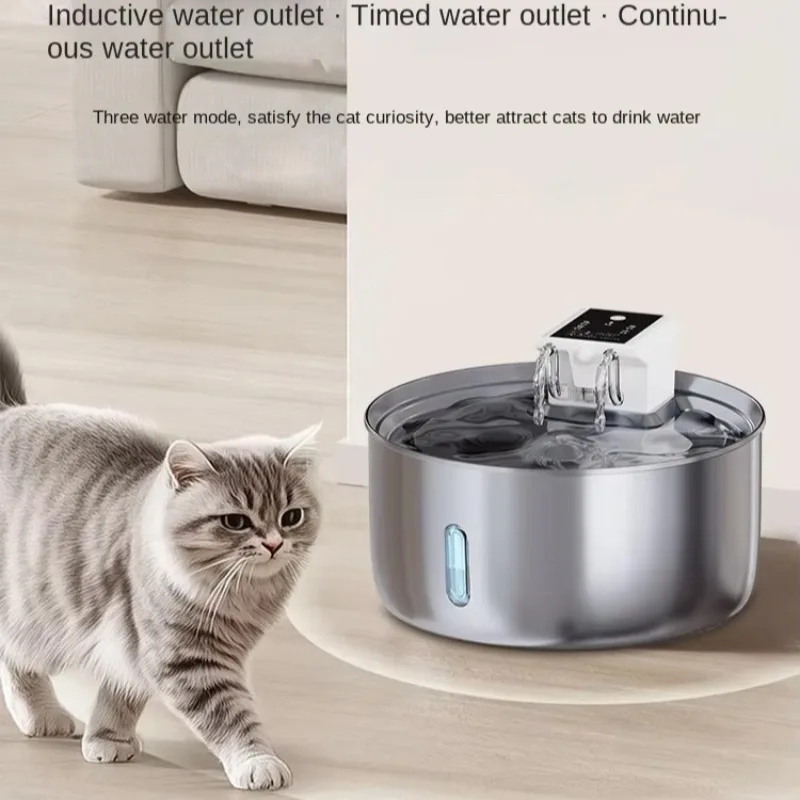 VOFORD 7L Fuente de agua automática de acero inoxidable para gatos 5000mAh Bebedero inalámbrico para mascotas Batería y sensor Dispensador 2 en 1 - imagen 4
