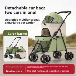 Cochecito doble capa plegable para perros y gatos – Ligero portátil