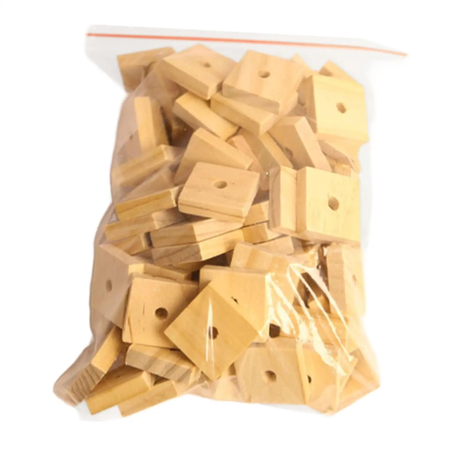 100Pcs Bird Chewing Blocks Wood Chips Parrot Toy Equipment with Holes Bird Chewing Toy Bird Toy for Cockatiels Budgies