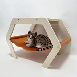 Hamaca hexagonal de madera colgante y transpirable para gatos grandes