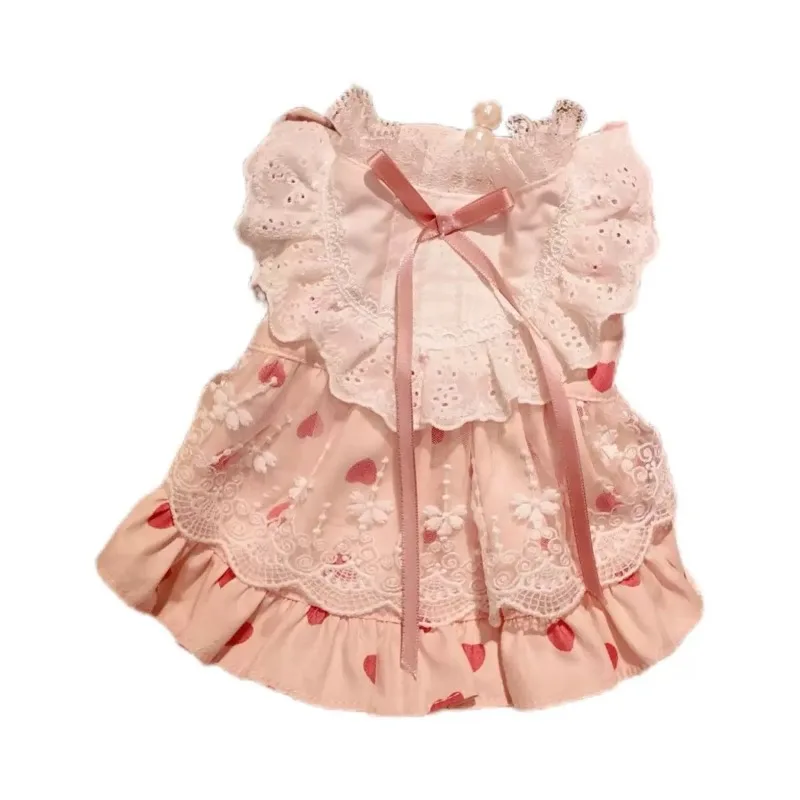Vestido rosa de encaje de amor para mascotas, chaleco de princesa para perros, falda acampanada elástica de Yorkshire, vestido camisola, ropa para cachorros, falda para perros pequeños - imagen 2