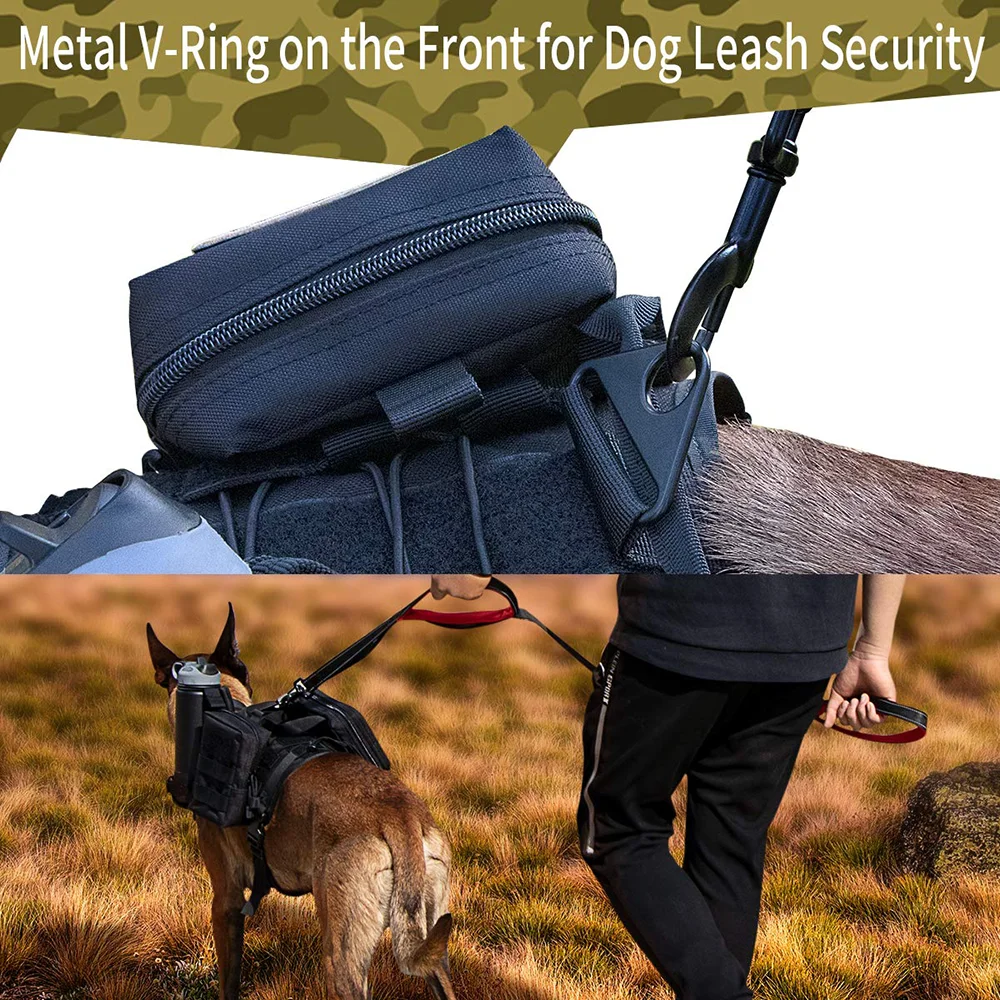 Arnés táctico para perros, mochila, conjunto de correa para mascotas, pastor alemán Malinois, perros medianos y grandes, adiestramiento al aire libre, caminar y cazar - imagen 4