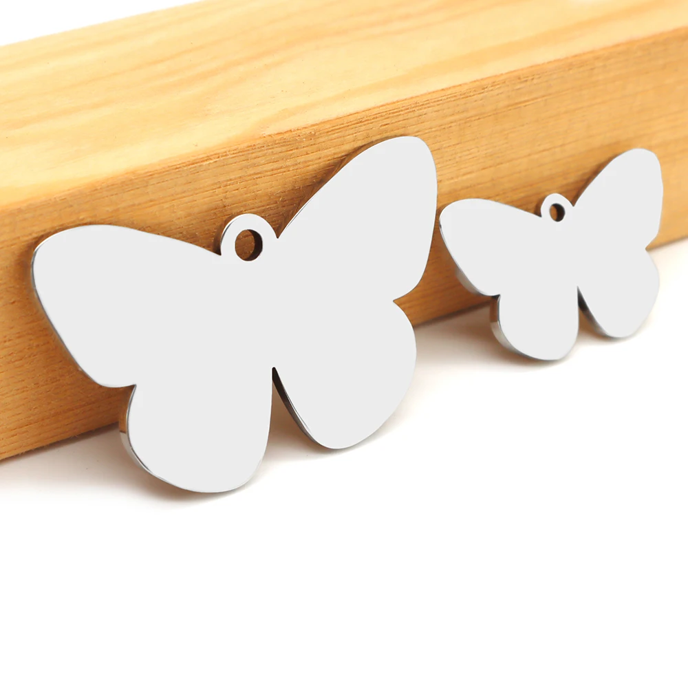 Colgante de acero inoxidable con forma de mariposa para mujer, accesorio personalizado para collar, pulsera, llavero grabable, regalo, 20 piezas - imagen 3