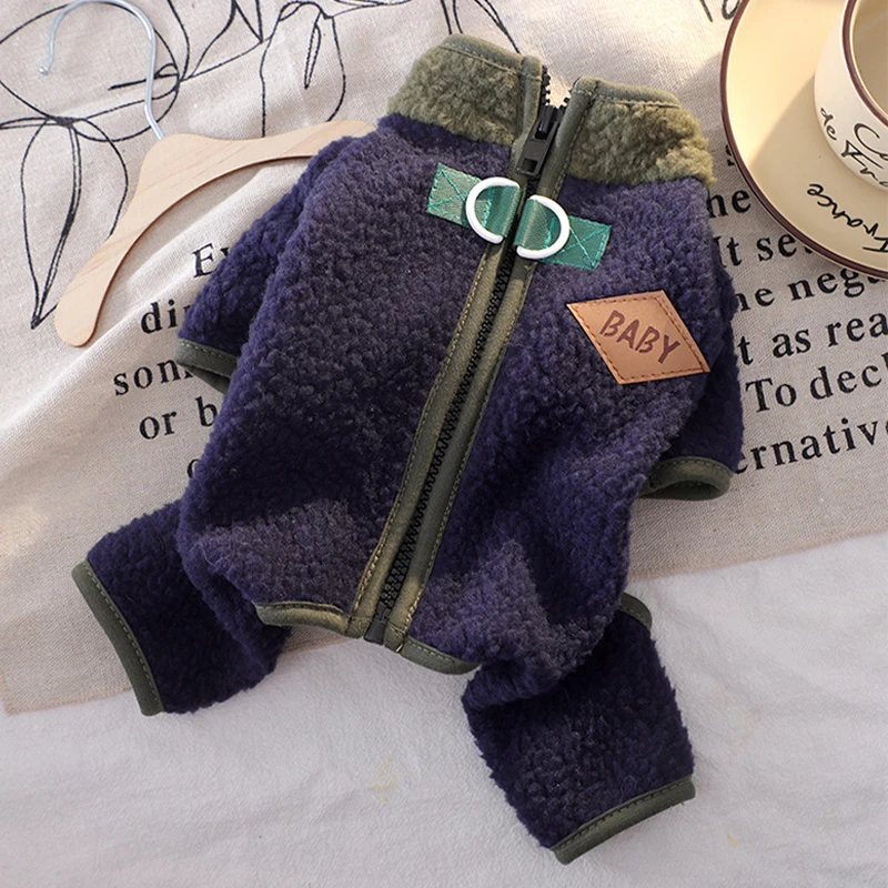 Mono de invierno para perros, ropa de lana para perros, abrigo sólido para perros, pijamas cálidos de cuatro patas, monos para Chihuahua Yorkshire, ropa gruesa para mascotas