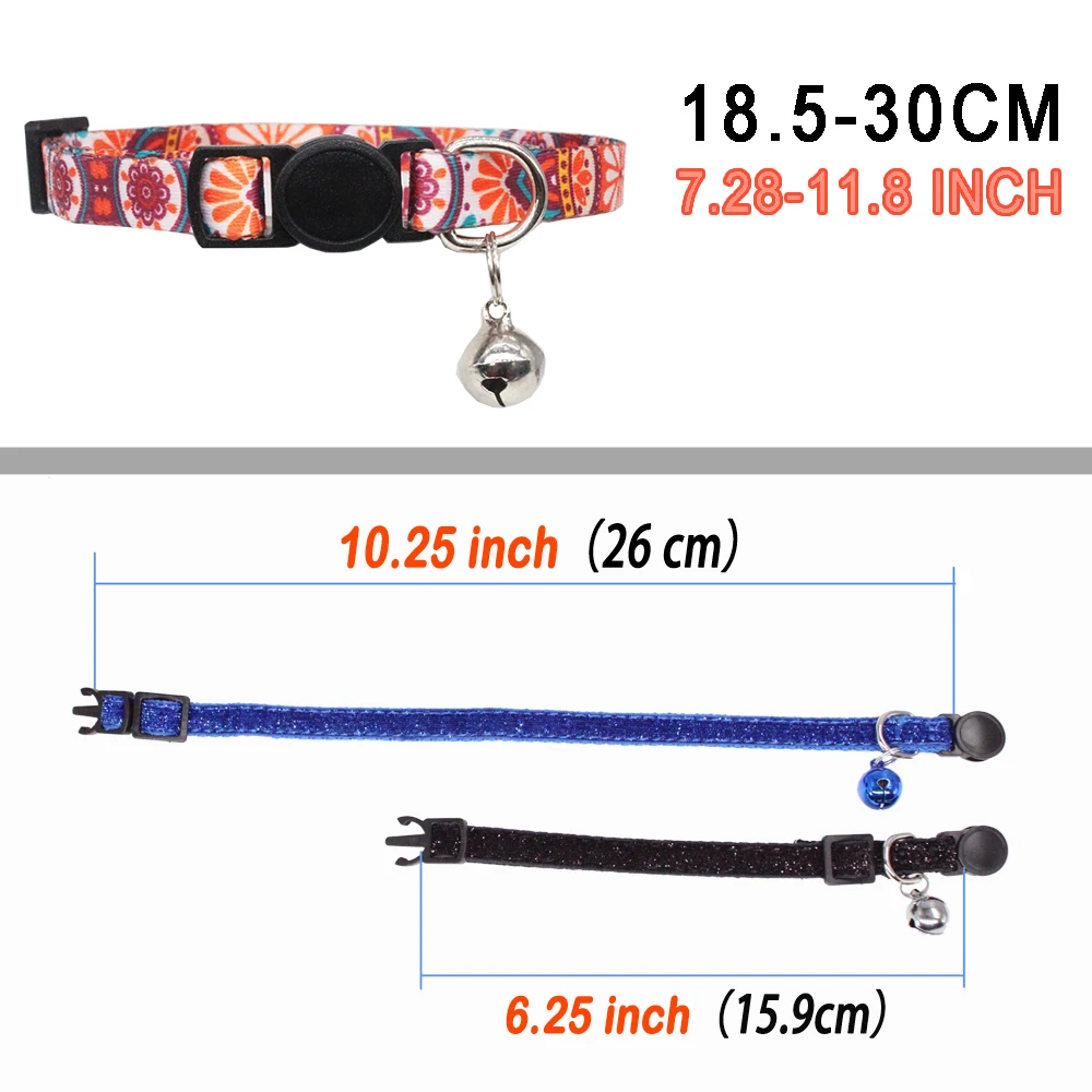 Collar de gato con identificación personalizada, hebilla de seguridad ajustable con campana, Collar de nailon con grabado gratis para cachorros y gatitos - imagen 3