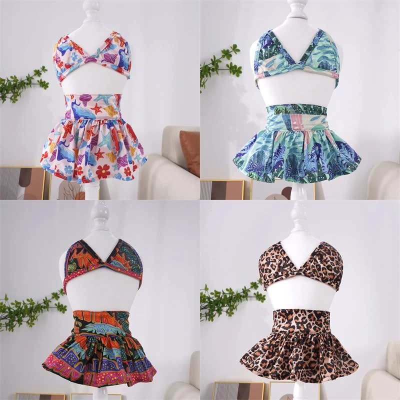 Conjunto de Bikini de leopardo para mascotas, traje de baño de moda para perros pequeños, Schnauzer, Bulldog francés, faldas de playa de verano, ropa de perro femenino - imagen 3