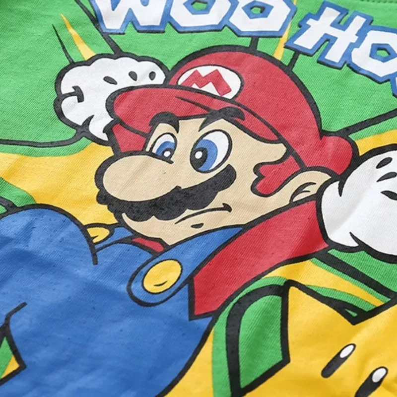 2 unids/set Super Marios Bros ropa de dormir verano niños niñas Cosplay pijamas Anime Harajuku estampado algodón pantalones cortos de manga corta traje - imagen 5