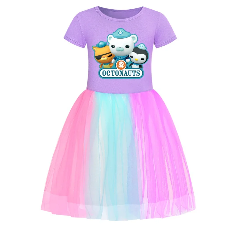 Vestido Octonauts para niñas, falda tutú de malla de dibujos animados de princesa Kawaii de manga corta, disfraz de Cosplay para fiesta de cumpleaños para niños - imagen 2