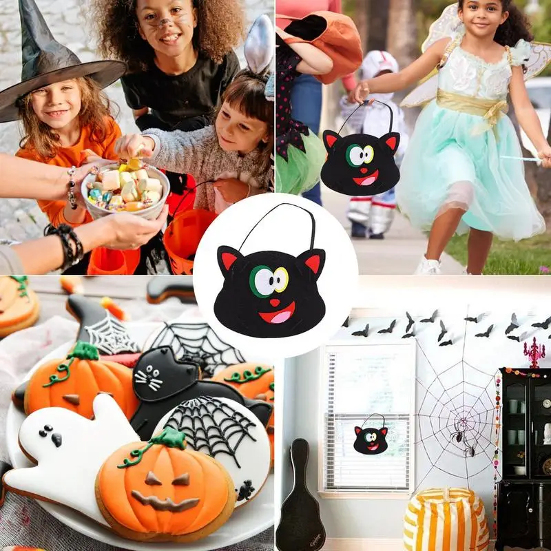 Cestas de Halloween con asa, cubo no tejido para dulces, regalo, suministros de Halloween, accesorios de juego para guardería - imagen 3