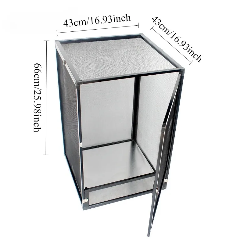 Jaula de red para reptiles de aleación de aluminio, tanque de hábitat para terrario, caja de escalada, camaleón, lagarto, jaula de red, jaulas transpirables, 43x43x66cm