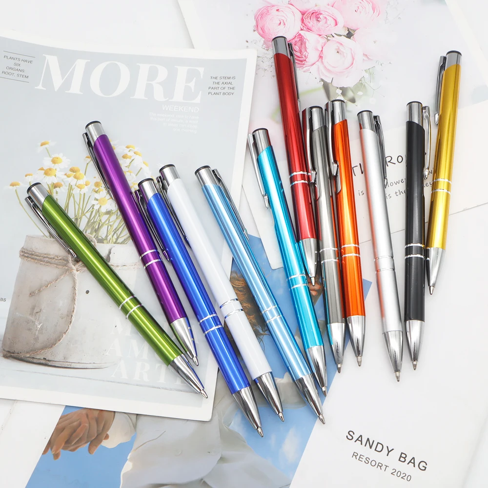 100 50 20 piezas Bolígrafo de metal de aluminio en blanco Regalo de empresa personalizado con logotipo personalizado Suministros de oficina únicos Regalos pequeños - imagen 4