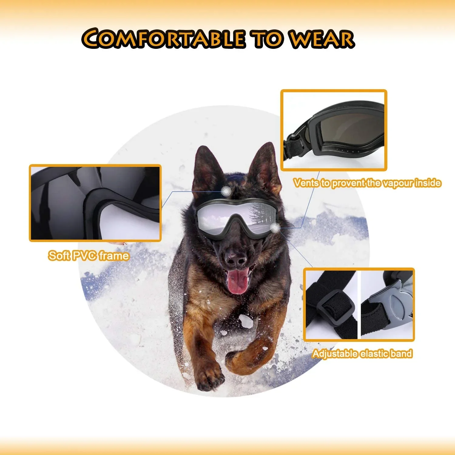 ATUBAN gafas de sol para perro, protección UV, protección contra el viento, polvo, antiniebla, gafas para mascotas, protección ocular - imagen 2