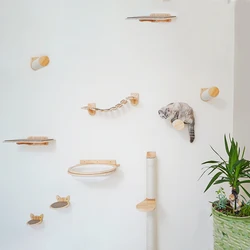 Arbol para gatos en pared con escalera, rascador y hamaca compacta