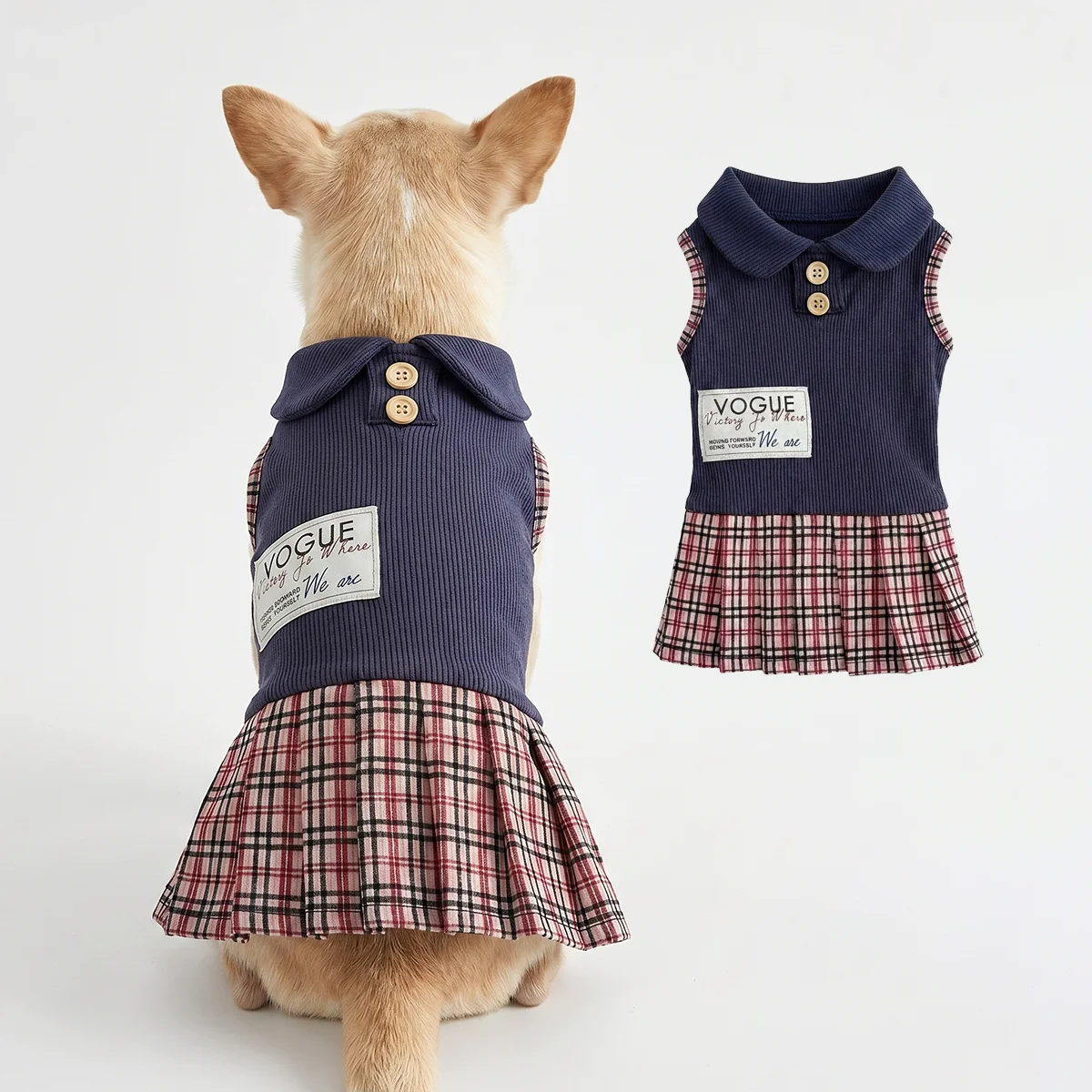 Ropa camisa con falda otoño invierno para perros pequeños y gatos - imagen 2