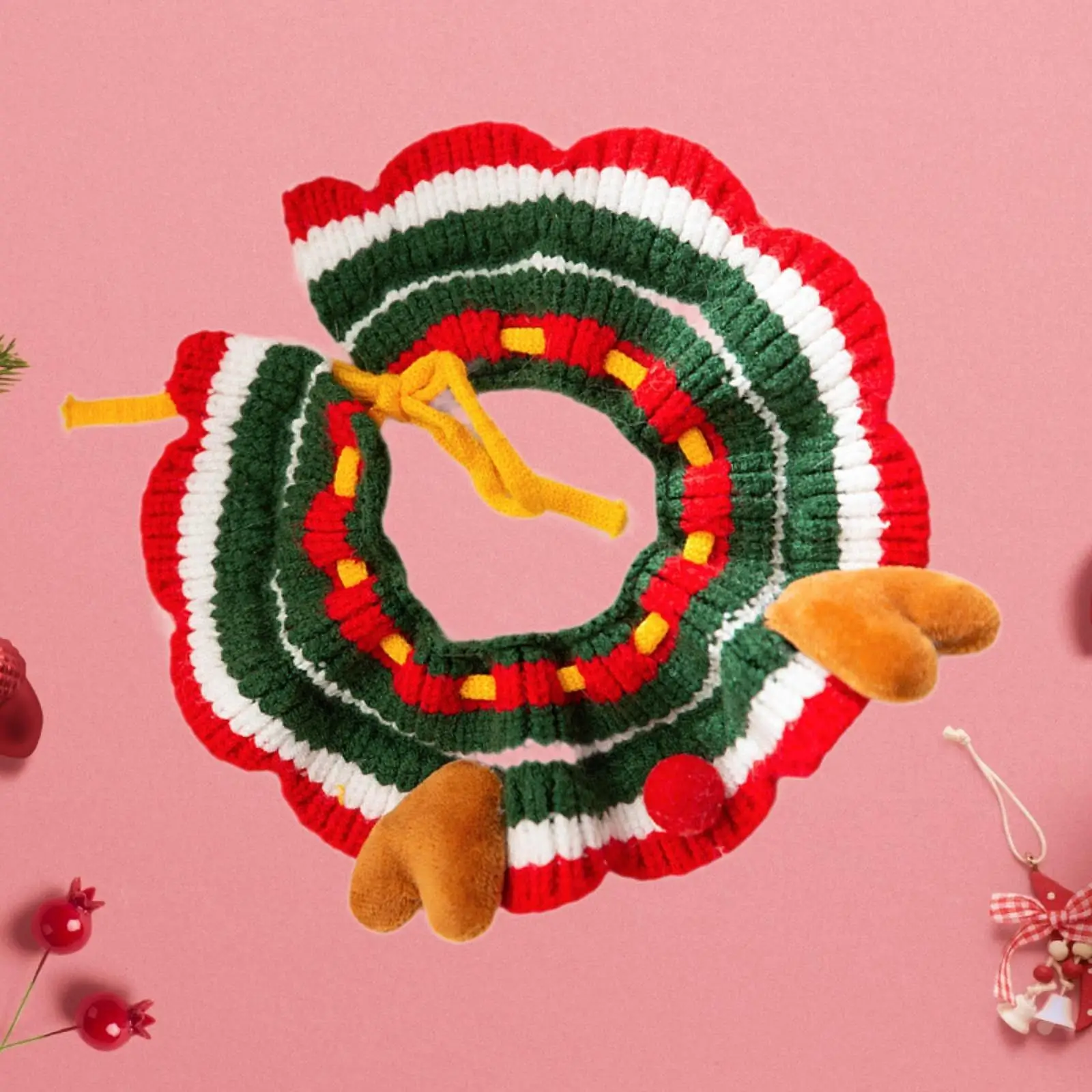Knitting Cat Collar Festive Decoration Santa Claus Collar for Cat Kittens