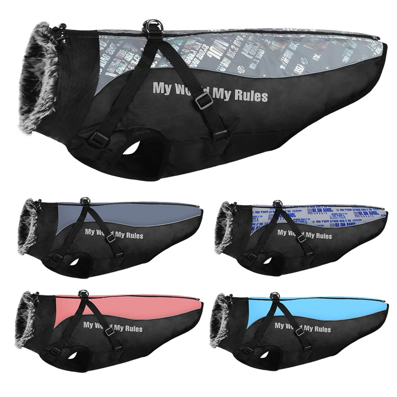 Chaqueta de intercambio Oxford para perros grandes, mono reflectante ligero a prueba de viento para cachorros, abrigo de plumón Husky ajustable para exteriores - imagen 4