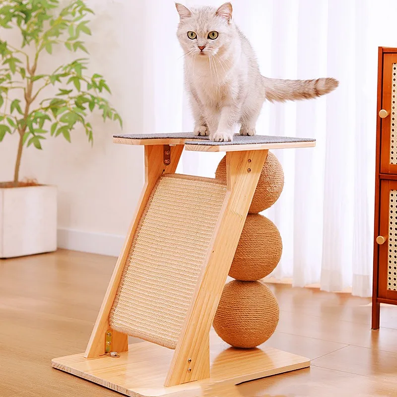 Marco escalada para gatos de madera maciza con rascador sisal y torre - imagen 4