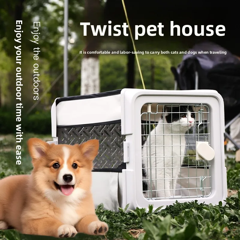 Casa plegable giratoria para perros, jaula de viaje para mascotas, coche, jaula portátil transpirable para perros y gatos, bolsa de viaje resistente al desgaste de tela Oxford