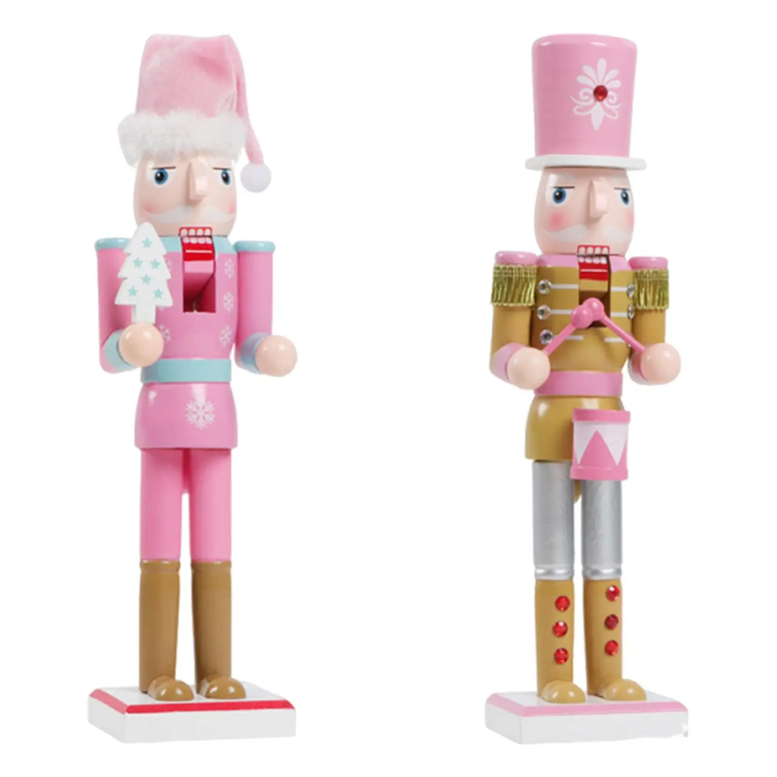 Wooden Nutcracker Statue Classic Christmas Figurine Home Decoration Ornament for Living Room Bedroom