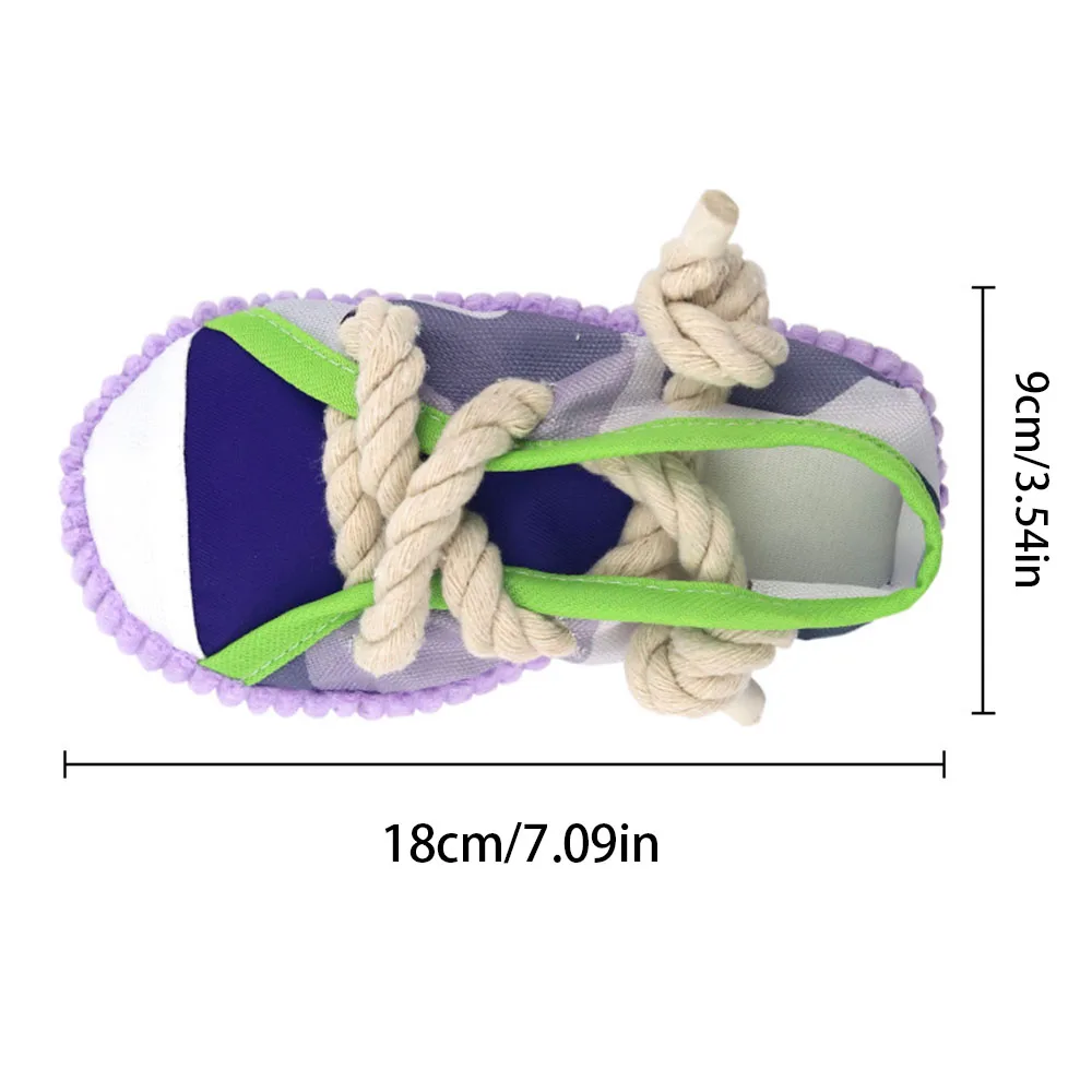 Zapatilla de juguete para perros con chirriador, juguete para masticar con nudo de cuerda para entretenimiento, juguete molar para aliviar el aburrimiento y quemar energía - imagen 5