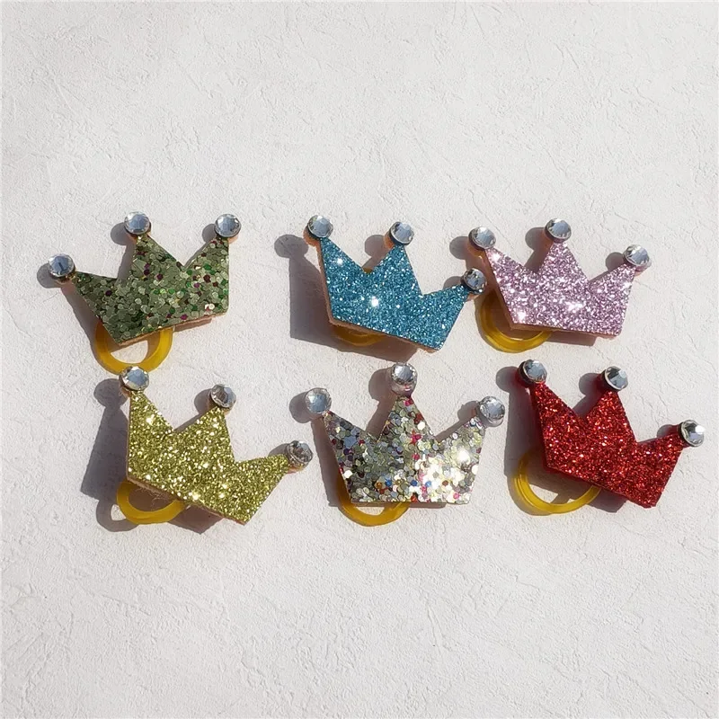 Pinzas para el cabello con forma de corona de diamantes de imitación para perros con banda de goma, bonita decoración para la cabeza para mascotas, banda para el cabello, lazo para el cuidado de gatos, accesorios para mascotas - imagen 2