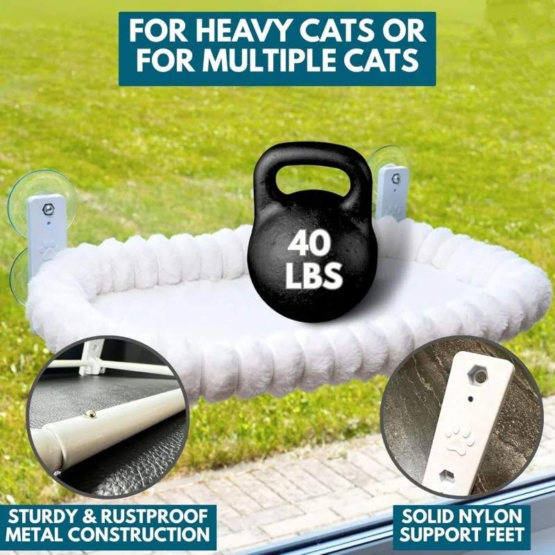 Percha plegable hamaca para gatos ventana: sol con ventosas potentes - imagen 2