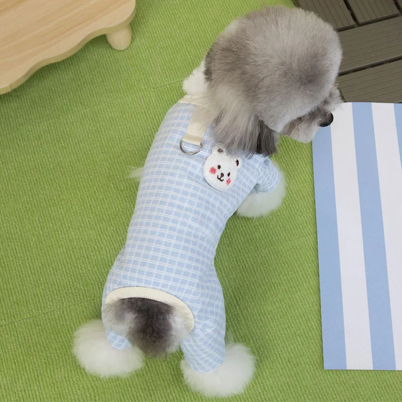 Ropa para perros Jersey a cuadros pijamas monos para perros pequeños Dachshund Yorkshire amarillo azul ropa cachorro mono pijamas XXL - imagen 4