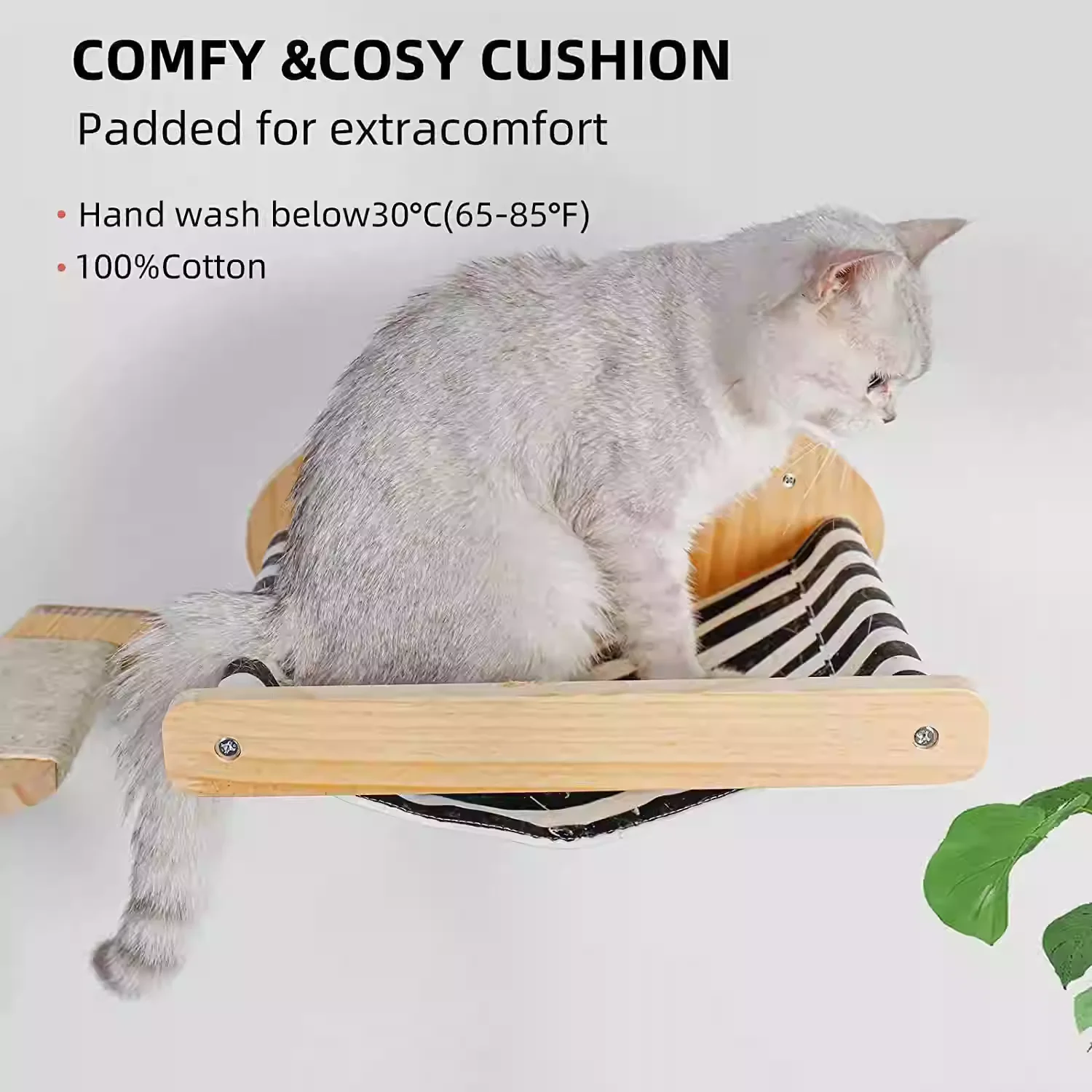 Árbol para gatos montado en la pared con escalones de cuatro niveles, plataforma de torre para gatos, muebles para saltar, hamaca para gatos - imagen 4