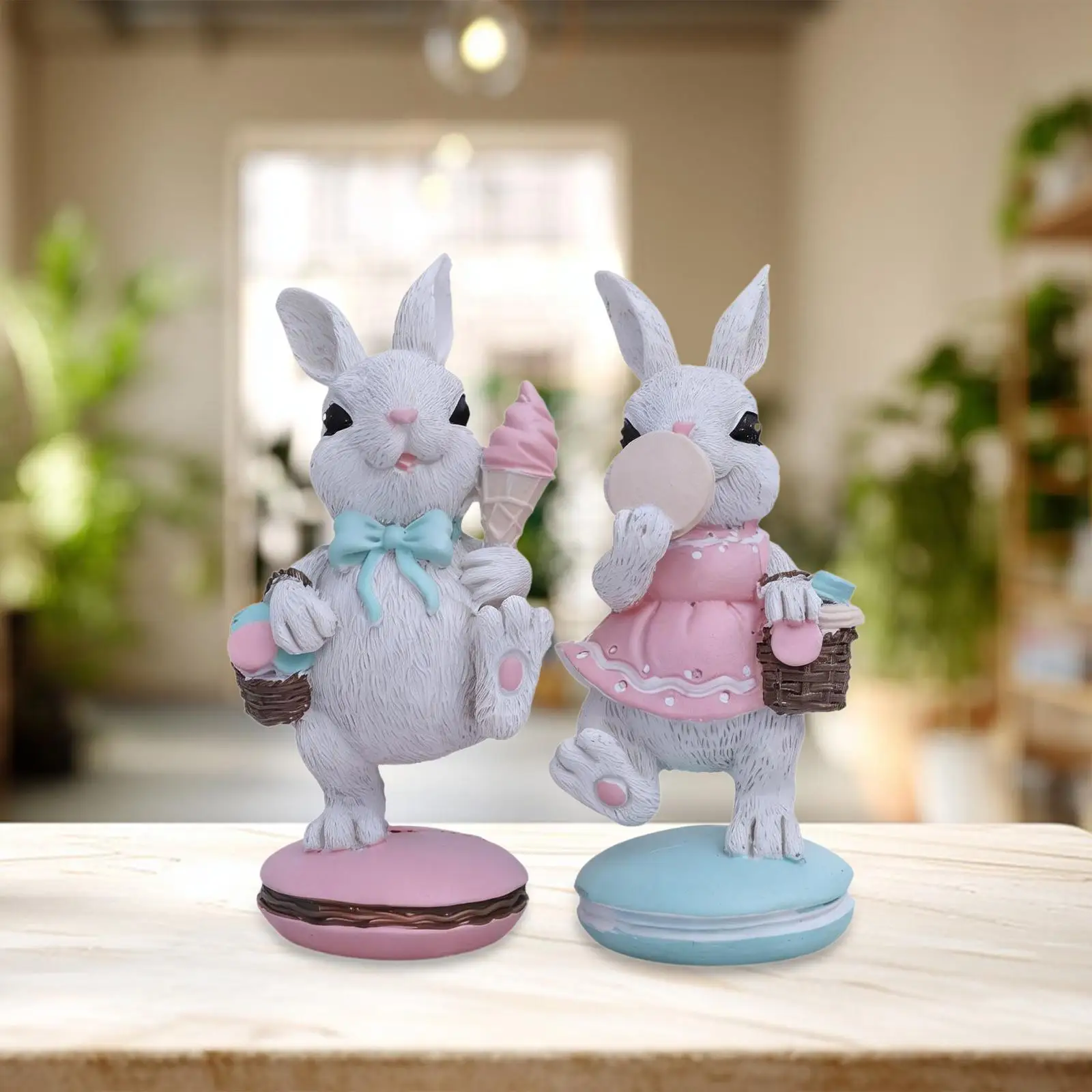 Figura conejo Pascua pintada a mano – Decoración de hogar creativa