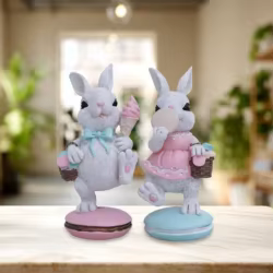 Figura conejo Pascua pintada a mano – Decoración de hogar creativa