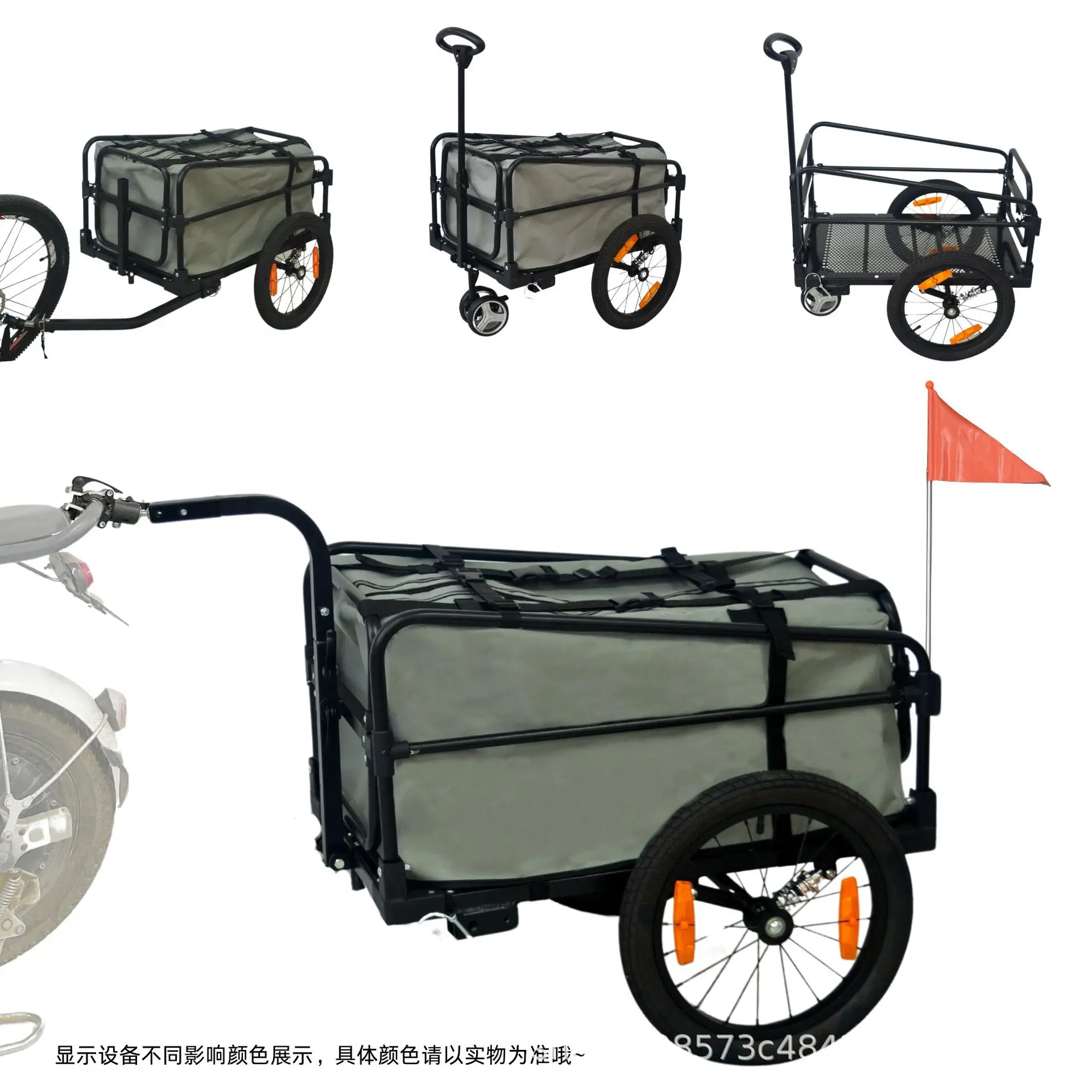 Remolque para mascotas, vehículo eléctrico de aleación de aluminio, remolque de bicicleta, camión de tracción manual, camión plegable de carga para viajes al aire libre tres en uno - imagen 5