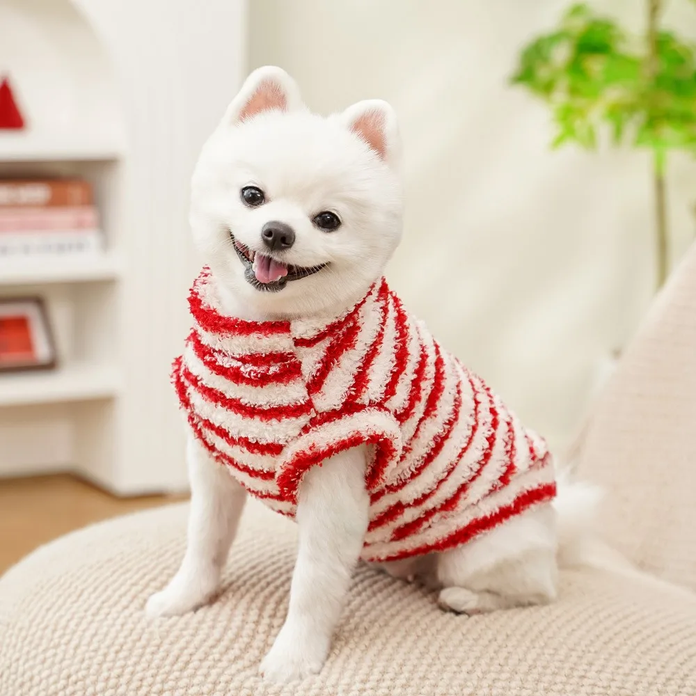 Sudadera de gato a rayas para perros grandes, sudadera de invierno de Bulldog Francés de terciopelo transpirable, monos gruesos a prueba de viento para cachorros al aire libre - imagen 4