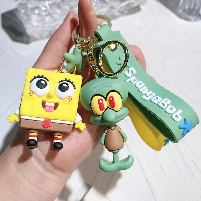LLavero de Bob Esponja de Anime Kawaii Patrick Star Squidward Tentáculos llavero bolsa de dibujos animados colgante mochila adornos regalos juguete para niños - imagen 2