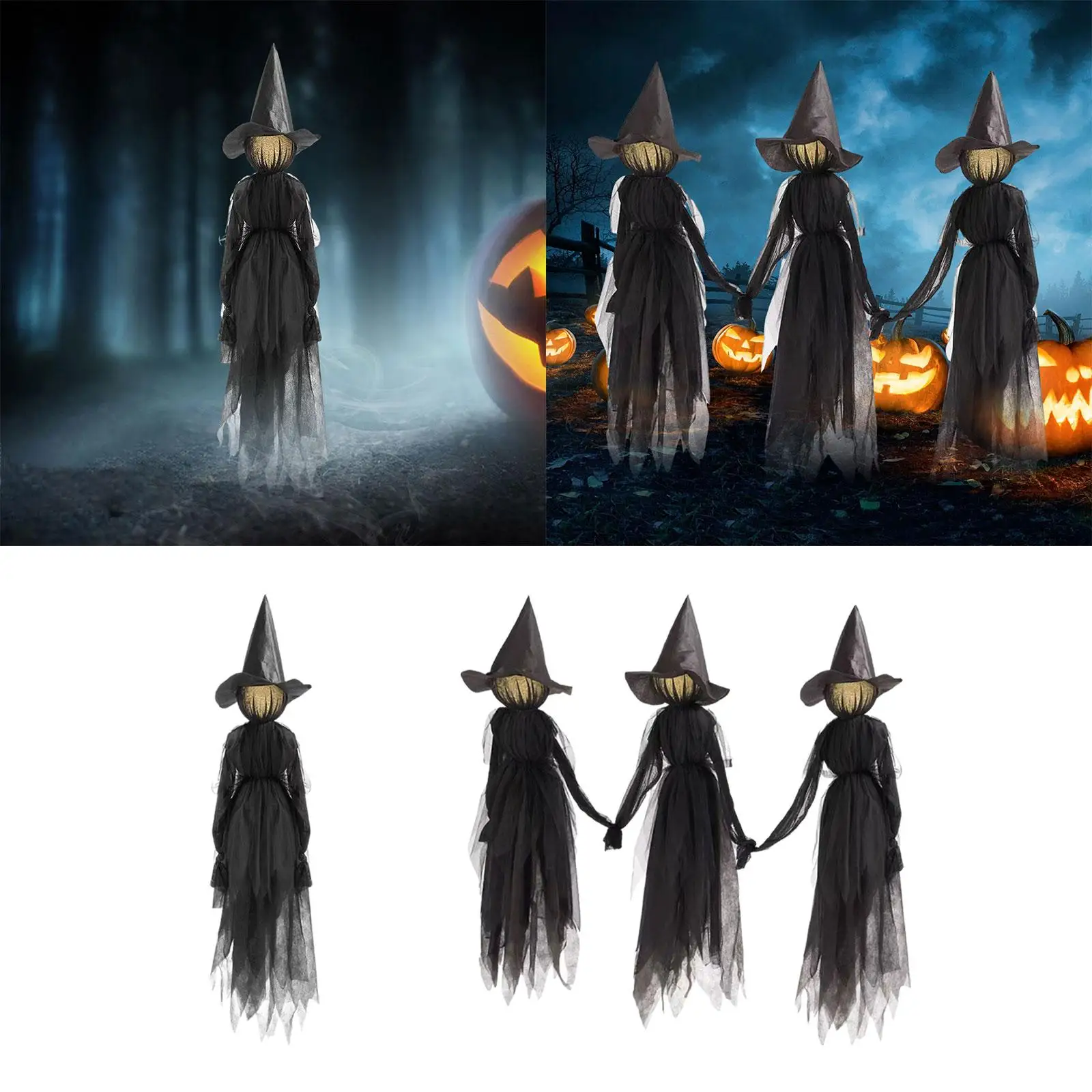 Screaming Witch Halloween Sound Activated Transducer Gifts Colorful Glow Home Garden Decor for Outside Yard Garden Home Entrance