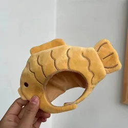 Gorro de gato forma pez disfraz dibujos animados transpirable peluche