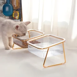 Comedero doble vertical transparente para gatos – comida y agua
