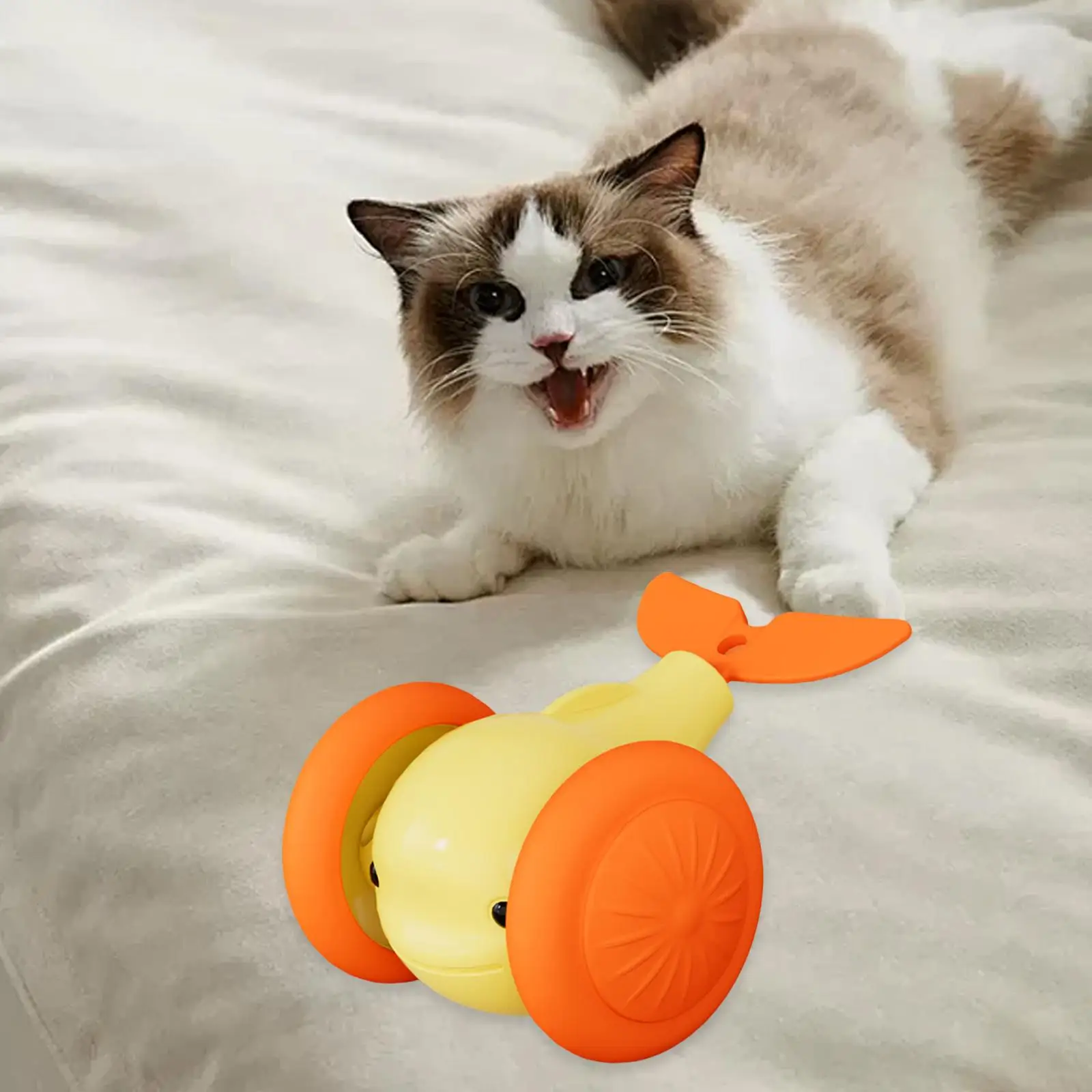 Cat Toy Car Electric Whale Teaser Stick for Kitten Hunting Game Playing