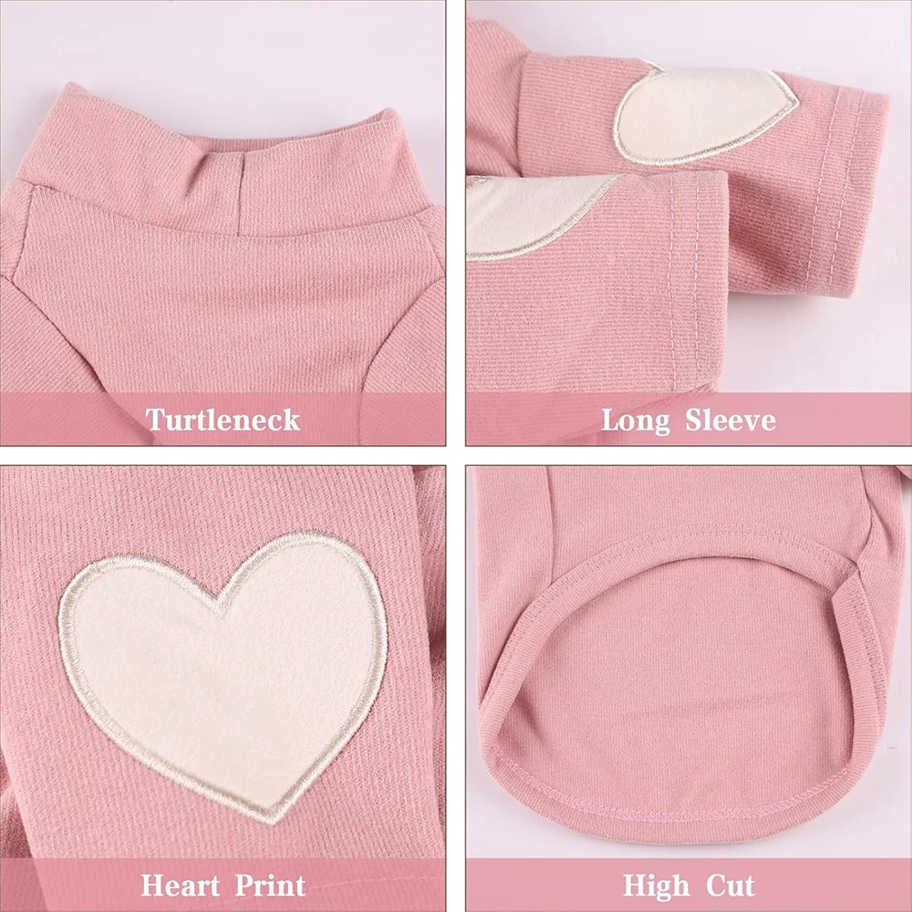 Sudadera para perros pequeños y medianos, camiseta cálida para mascotas, ropa para perros con estampado de corazón, traje para cachorros y gatos, sudaderas para perros de peluche - imagen 4