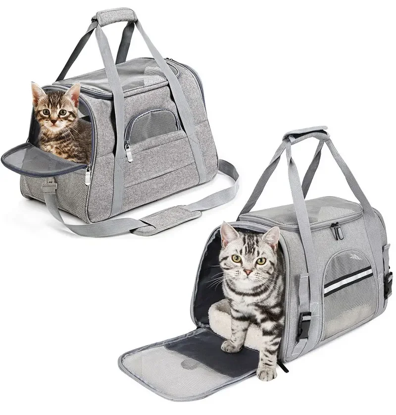 Bolsa transportadora portátil para Gato, bolsas para cachorros de viaje al aire libre, bolso plegable de malla transpirable para gatos y perros, bolsa de transporte para gatos de viaje - imagen 4