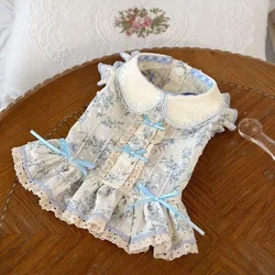 Falda con lazo Floral para otoño/invierno, camiseta sin mangas para perros y gatos, vestidos para perros pequeños, ropa para cachorros, ropa de Navidad