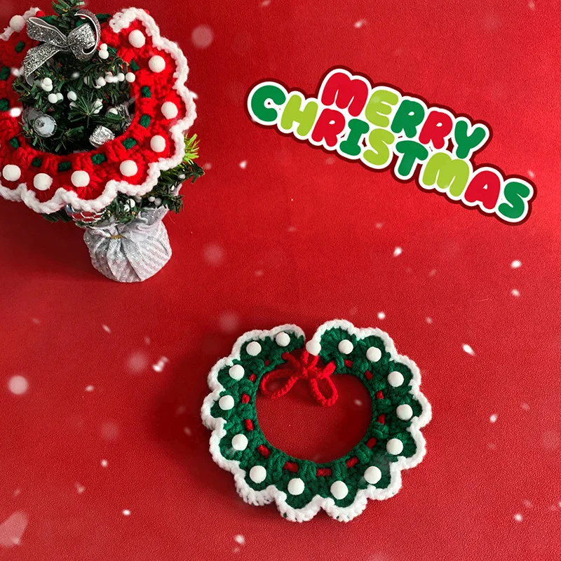 Gorro de Navidad para mascotas, bonito gorro de lana tejido, bufanda para gato, babero para perro, Collar bonito, accesorios para perros pequeños, accesorios para cachorros - imagen 4