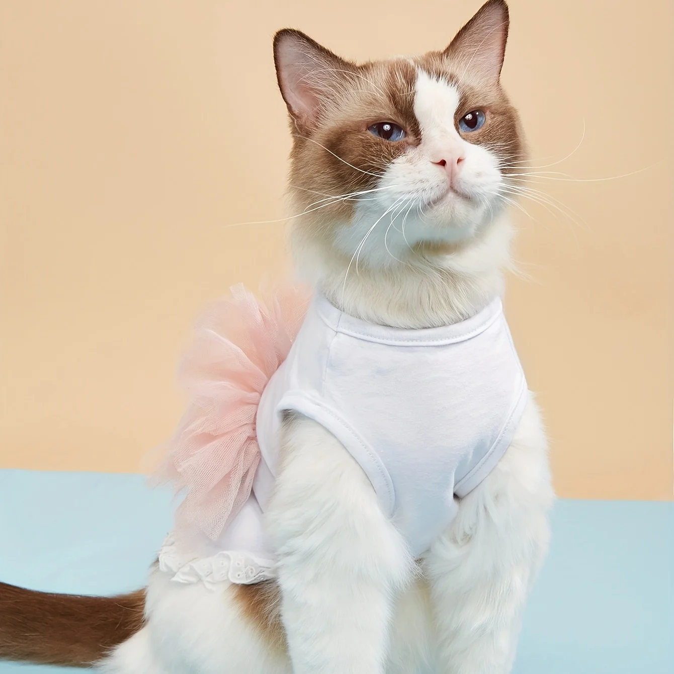 Vestido único sin mangas para mascotas, alas de tul y detalles de encaje, falda de princesa blanca, rosa y morada, perfecta para gatos, perros y cachorros - imagen 4