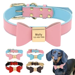 Collar de cuero grabado con nombre para perros