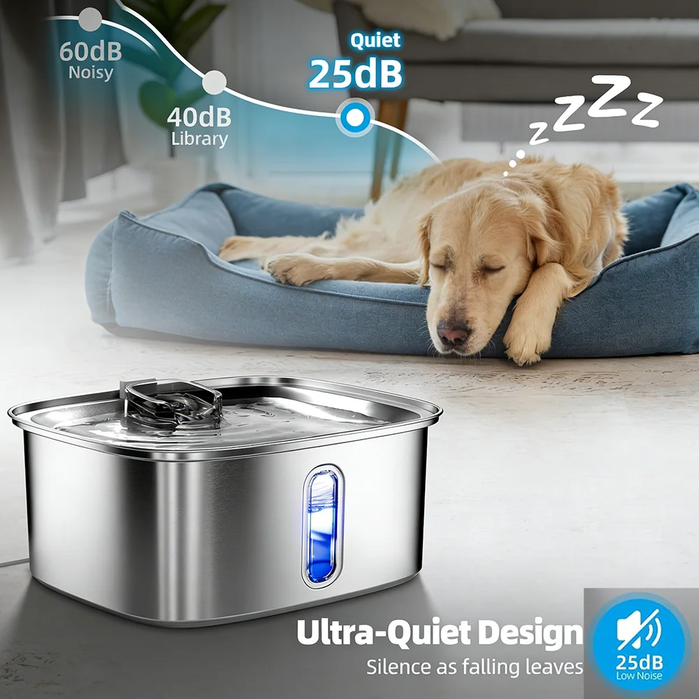 Bebedero automático de acero inoxidable 9 L para gatos y perros - imagen 5