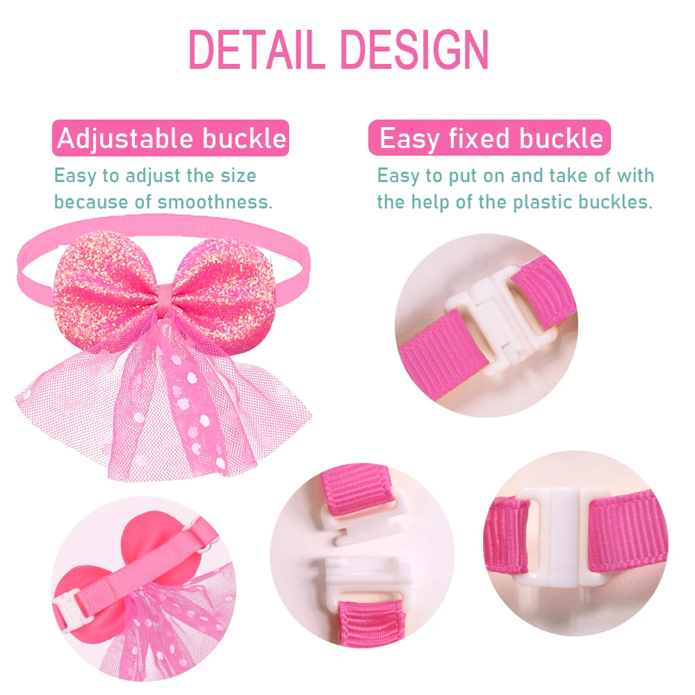 Pajaritas de encaje para perros, pajarita a la moda para perros pequeños, productos de aseo para cachorros y gatos, 50/100 Uds. - imagen 4